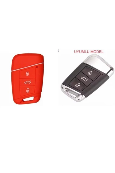 Passat B8 Ve Süper B Silikon Anahtar Koruma Kılıfı Kırmızı Renk ürün görseli 1