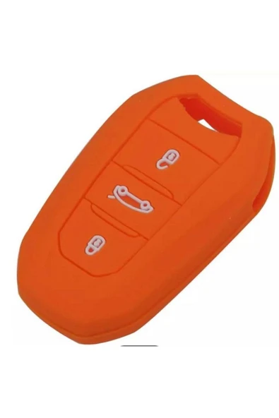 Peugeot 308 508 2008 3008 4008 5008 Uyumlu Silikon Anahtar Sustasız Kılıfı Turuncu Renk ürün görseli 1