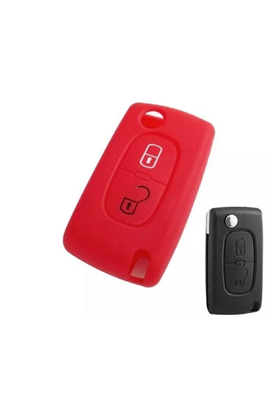 Citroen Berlingo Xsara Picasso C2 C3 C4 C5 C6 C8 Uyumlu 2 Tuş Silikon Anahtar Koruma Kılıf Kırmızı ürün görseli 1