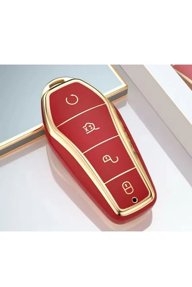 Byd Atto 3 Ve Seal U Anahtar Koruma Kılıfı Kırmızı / Gold Lütfen Uyumlu Anahtar Modeline Bakınız ürün görseli 1