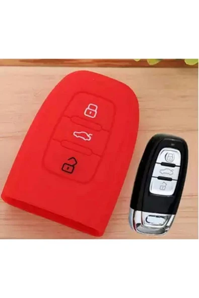 Audi A2 A3 A4 A6 A8 Tt Uyumlu Silikon Anahtar Koruma Kılıfı Kırmızı Renk ürün görseli 1