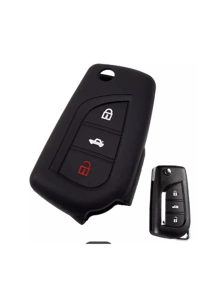 Toyota Uyumlu Auris Corolla Yaris Avensis Silikon Anahtar Koruma Kılıfı Siyah Renk 2.resime Bakınız ürün görseli 1