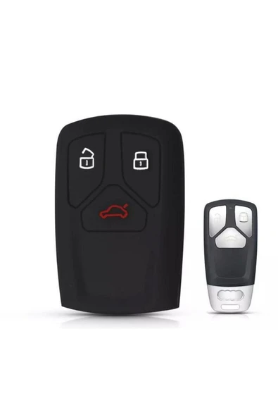 Audi Keyless A4 A5 A6 A7 Q3 Q5 Uyumlu Silikon Anahtar Koruma Kılıfı Siyah Renk ürün görseli 1