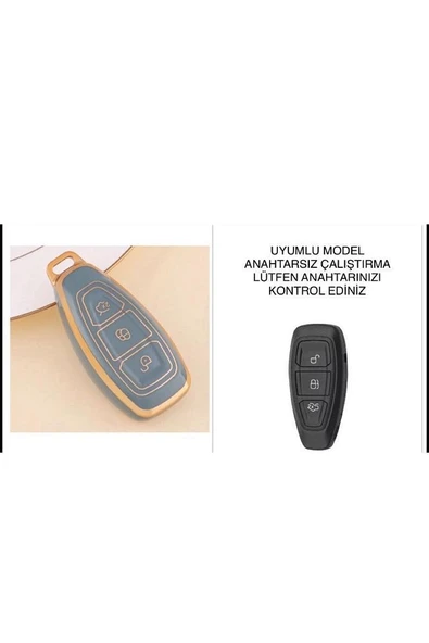 Ford Focus Fiesta Kuga Mondeo Smax Cmax Ecosport Anahtarsız Çalıştırma Anahtar Kılıfı Gri Renk ürün görseli 1
