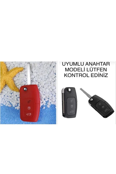 Fiesta Focus B-max Kuga Uyumlu Silikon Anahtar Koruma Kılıfı Kırmızı Renk ürün görseli 1