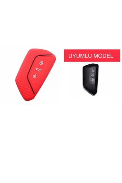Yeni Skoda Octavia Uyumlu Silikon Anahtar Koruma Kılıfı 2 Adet Kırmızı Renk ürün görseli 1