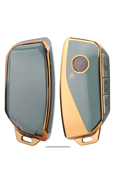Bmw i7 X7 G07 LCI iX X1 X1 U11 7 Seri G70 G09 XM U06 G81 M3 2023 Anahtar Kılıfı Gri-Gold ürün görseli 1