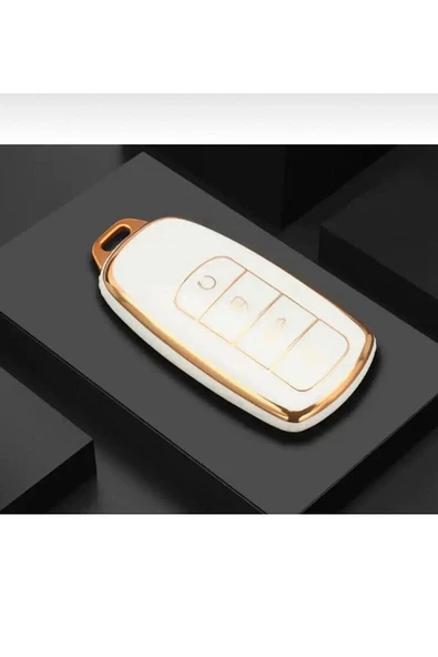 Chery Tiggo 8 Pro Omoda 5 Anahtar Kılıfı Beyaz/gold Lüx ürün görseli 1