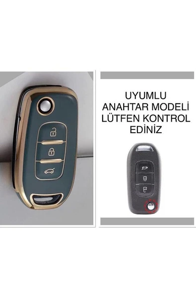 Renault Clio 5 Megane 4 Kaleos Captur Kadjar Anahtar Koruma Kılıfı Gri Renk ürün görseli 1