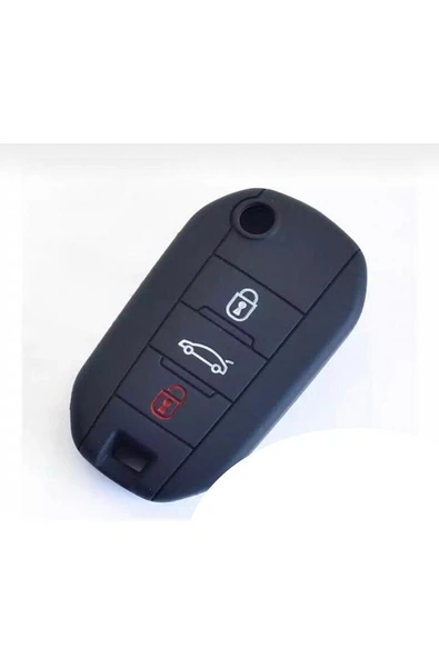 Citroen C-elysee Uyumlu Silikon Anahtar Koruma Kılıfı Siyah Renk ürün görseli 1
