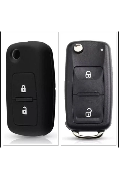Caddy Scirocco Golf Jetta Ibiza Polo Octiva Tiguan Leon Uyumlu 2 Tuşlu Model Silikon Anahtar Kılıfı ürün görseli 1