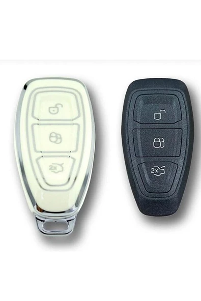 Ford Mondeo Focus Smart Beyaz-gümüş Oto Anahtar Kumanda Koruma Kılıf ürün görseli 1