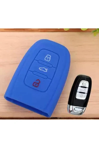 Audi A2 A3 A4 A6 A8 Tt Uyumlu Silikon Anahtar Koruma Kılıfı Mavi Renk ürün görseli 1