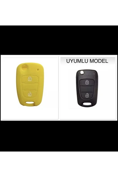 Hyundai I20 I30 Ve Ix35 Uyumlu Silikon Anahtar Kılıfı 2 Tuşlu Sarı Renk ürün görseli 1