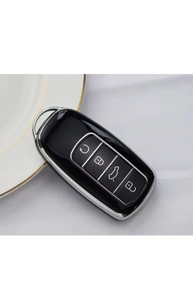 Chery Tiggo 8 Pro Omoda 5 Anahtar Kılıfı Siyah/Krom (Gümüş)  Lütfen 2.Resime Bakınız ürün görseli 1