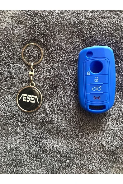 Egea 1 Adet Metal Çift Yönlü Anahtarlık Ve 1 Adet Mavi Silikon Anahtar Koruma Kılıfı ürün görseli 1