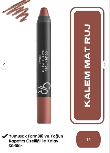Golden Rose Matte Lipstick  Crayon No:14 ürün görseli 1