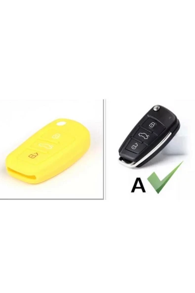 Audi A1 A3 A4 A5a 6a A7 Q3 Q5 Q7 Silikon Anahtar Koruma Kılıfı Sarı Renk ürün görseli 1