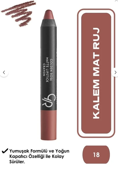 Golden Rose Matte Lipstick  Crayon No:18 ürün görseli 1