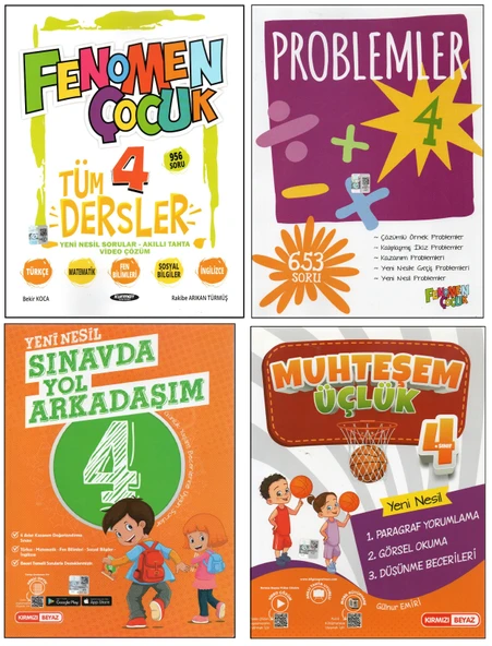 KURMAY 4. SINIF TÜM DERSLER+PROBLEMLER+KIRMIZI BEYAZ MUHTEŞEM ÜÇLÜK+SINAVDA YOL ARKADAŞIM (4 KİTAP) ürün görseli 1