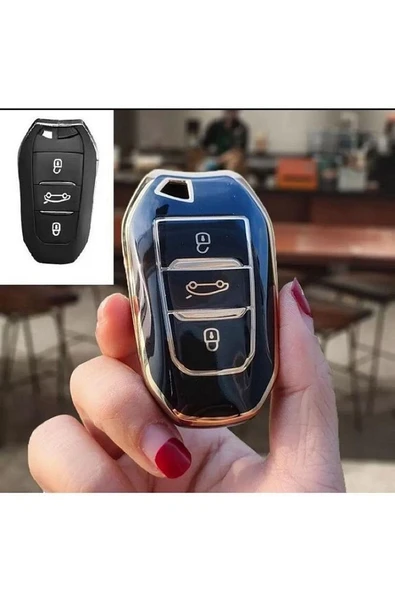 Citröen C3 C4 C5 Aircross Anahtar Koruma Kılıf Anahtarsız Çaliştırma 2.resime Bakınız Siyah/gold ürün görseli 1