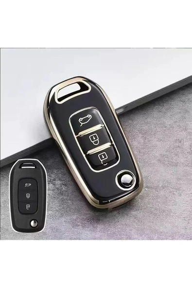 Renault Megane 4 Clio 5 Koleos Tpu Anahtar Kılıf (siyah-gold) ürün görseli 1