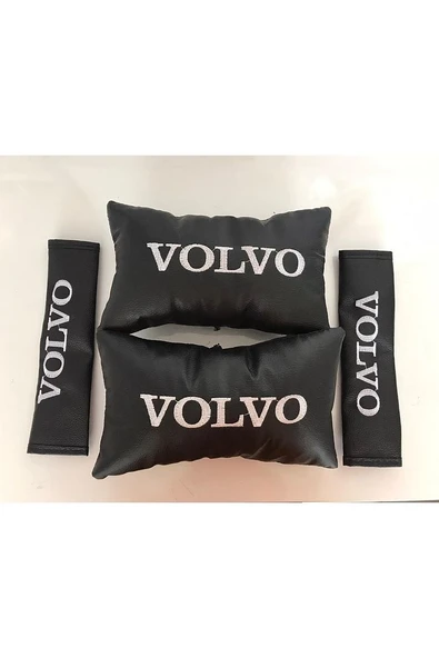 Volvo Nakışlı 1 Çift Deri Boyun Yastığı Ve 1 Çift Kemer Pedi ürün görseli 1