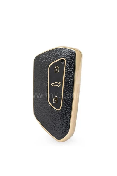Seat Leon Fr Mk4 Ve Golf 8 Uyumlu Lüx Anahtar Koruma Kılıfı Siyah Gold ürün görseli 1