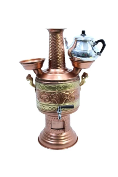 Kıvraklar Semaver ve Bakırcılık Bakır Semaver 5 Lt Demlik Ile Beraber ürün görseli 1