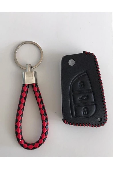 Toyota Corolla Auris Yaris Avensis Deri Anahtar Koruma Kılıfı Ve Örgü Anahtarlık ürün görseli 1