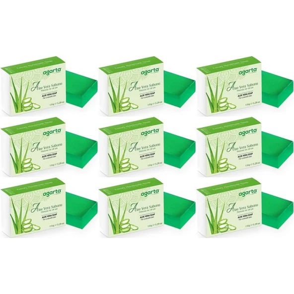 Agarta El Yapımı Doğal Sabun 150GR Aloe Vera (9 Lu Set) ürün görseli 1
