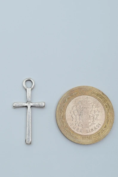 Minimal Haç Gümüş Kaplama Deri İp Kolye - Resim 4