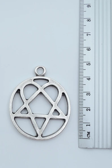 Heartagram Gümüş Kaplama Kolye Ucu - Resim 2