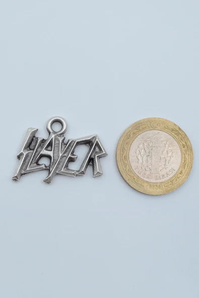 Slayer Gümüş Kaplama Deri İp Kolye - Resim 4