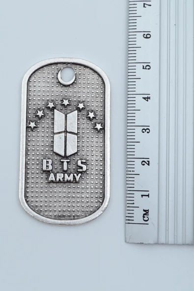 BTS Army Künye Gümüş Kaplama Örme Zincir Kolye - Resim 3