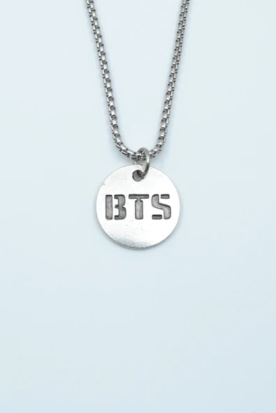 BTS Madalyon Gümüş Kaplama Örme Zincir Kolye ürün görseli 1