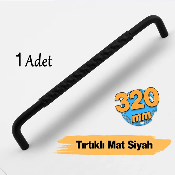 Uber Tırtıklı Mat Siyah Metal Kulp 320 mm 32 cm Mobilya Çekmece Mutfak Dolabı Dolap Kapak Kulpları ürün görseli 1