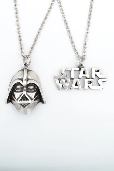 2'li Star Wars - Darth Vader Gümüş Kaplama Kolye Seti ürün görseli 1