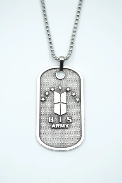 BTS Army Künye Gümüş Kaplama Örme Zincir Kolye ürün görseli 1