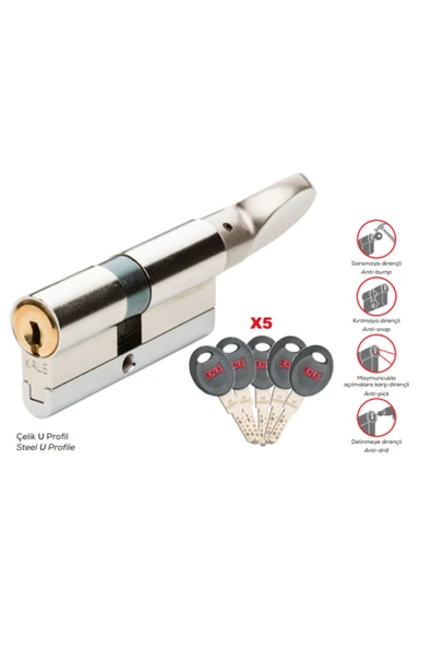 Kale Kilit 164 Cecm Mandallı Topuzlu (40 10 40) 90 Mm Kilit Göbeği-Nikel (Özel Ölçü) ürün görseli 1