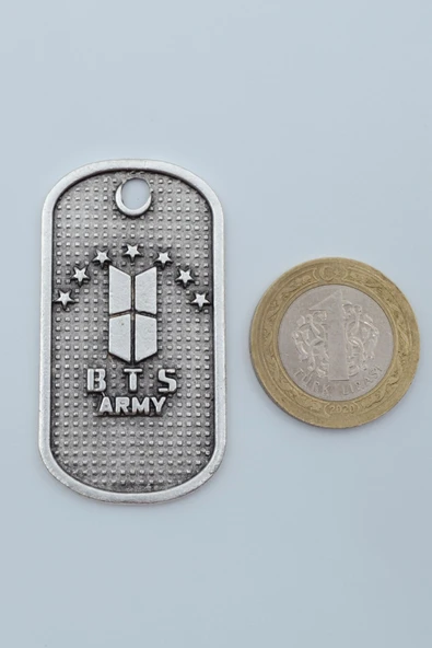 BTS Army Künye Gümüş Kaplama Örme Zincir Kolye - Resim 4