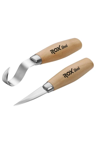 Rox Wood Wood 153184505 2 Parça Kaşık Oyma Ve Bıçak Seti ürün görseli 1