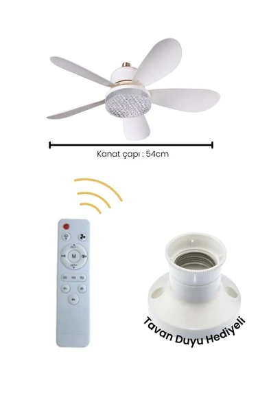 TAYTECH Tay-Tech Rbr Tavan Vantilatörlü Led Ampul, Kumandalı, 3 Renkli, Kademe Ayarlı ürün görseli 1