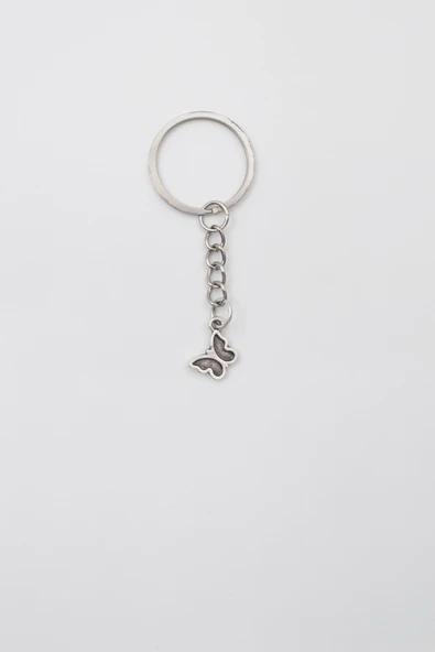 Minimalist Kelebek Anahtarlık - Antik Gümüş Kaplama - Kadın Erkek ürün görseli 1