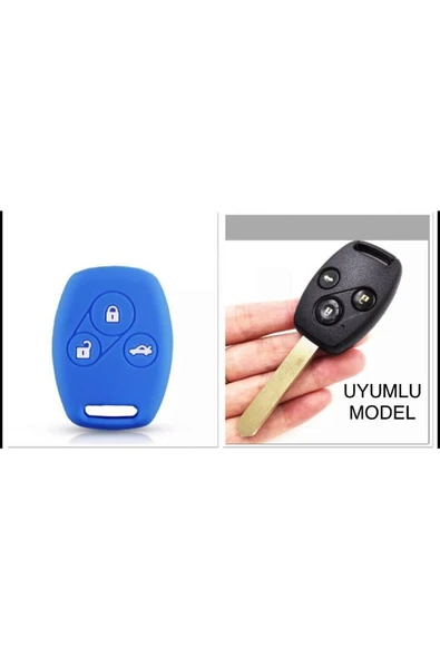 Honda Civic Fd6 Crv Accord 3 Tuşlu Silikon Anahtar Koruma Kılıfı Mavi Renk ürün görseli 1