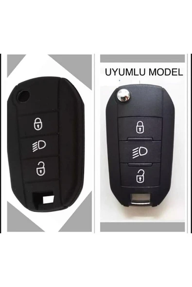 Peugeot 208 308 301 3008 5008 Silikon Anahtar Koruma Kılıfı Siyah Renk ürün görseli 1