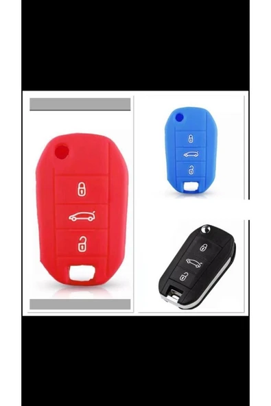 2 Adet Peugeot 208 308 301 3008 5008 Silikon Anahtar Koruma Kılıfı Kırmızı Ve Mavi 2.resime Bakınız ürün görseli 1