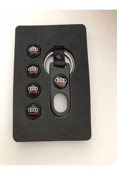 Audi Logolu Metal 4 Adet Sibop Kapağı Ve 1 Adet Anahtarlık ürün görseli 1