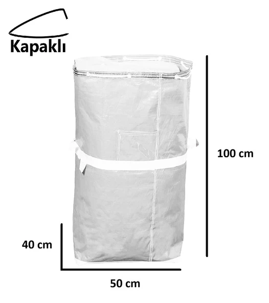 Ev-iş Branda Taşıma Çuvalı 50x40+100cm Kapaklı, Ipli Ve Cepli 170gr.Tekstil Çuvalı- (BEYAZ) ürün görseli 1