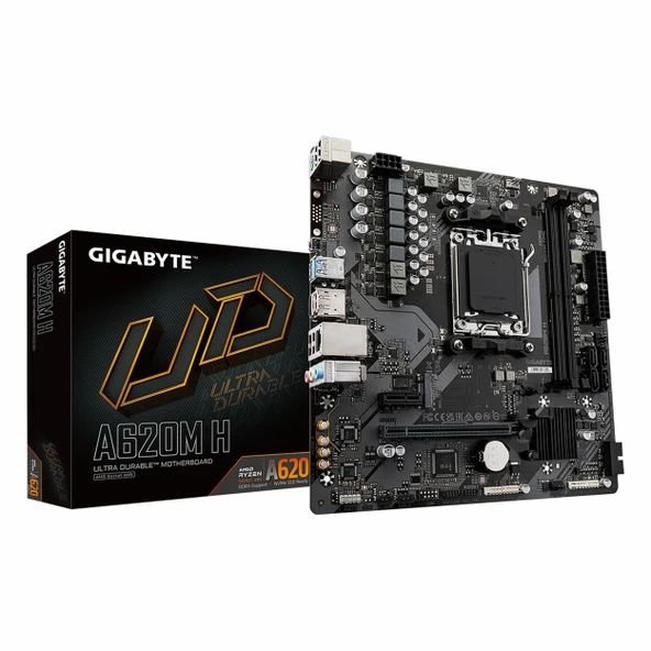 Gigabyte A620M H DDR5 (6400MHz)OC M.2 DP/HDMI PCIe 4.0 AM5 mATX Anakart ürün görseli 1